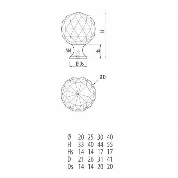 Buton pentru mobila cristal CRPA, finisaj crom lucios+cristal transparent, D:40 mm [2]