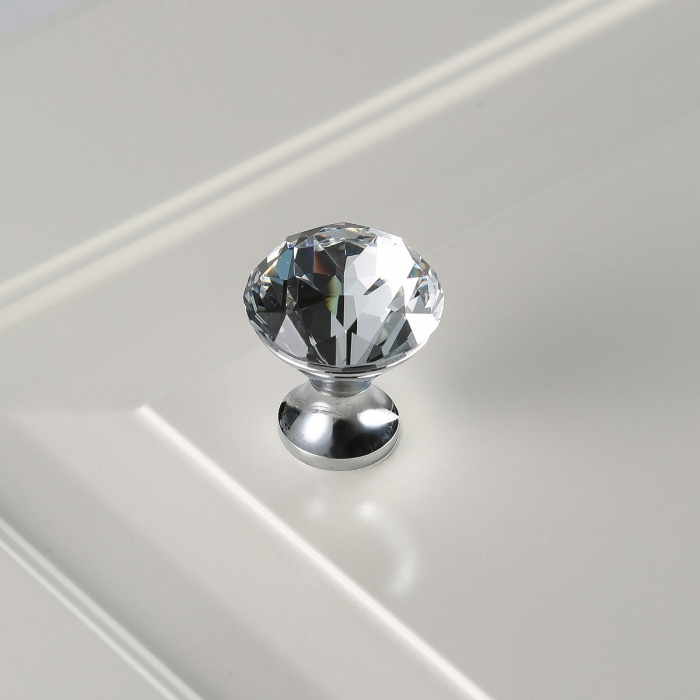 Buton pentru mobila cristal CRPB, finisaj crom lucios+cristal transparent GT, D:30 mm [2]