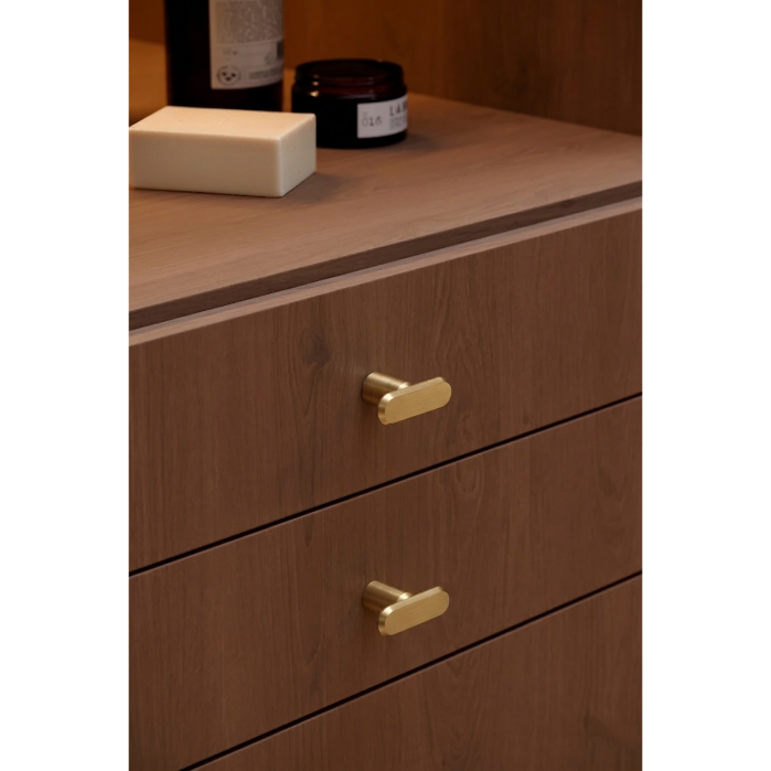 Buton pentru mobila Fase, finisaj alama cava periata, L:52 mm [3]