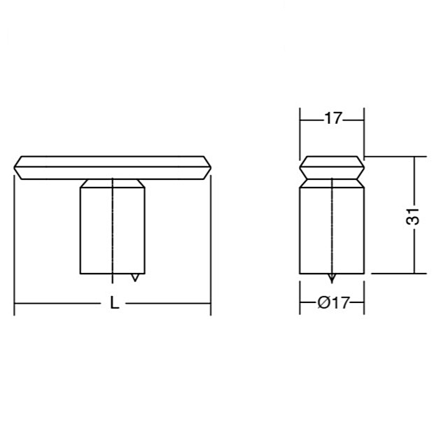 Buton pentru mobila Fase, finisaj alama cava periata, L:52 mm [2]