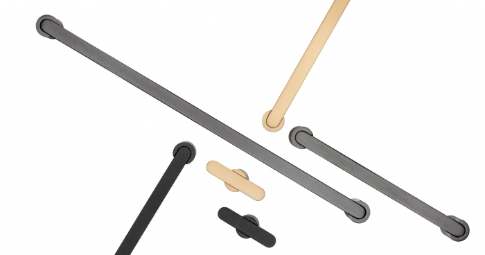 Buton pentru mobila Fusion, finisaj alama cava periata, 58x31.5 mm [3]