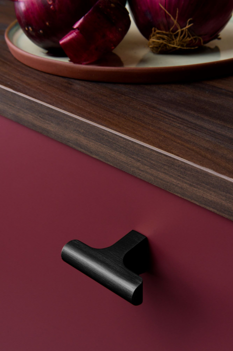 Buton pentru mobila Hinoki, finisaj negru periat, 60x36.7 mm [3]