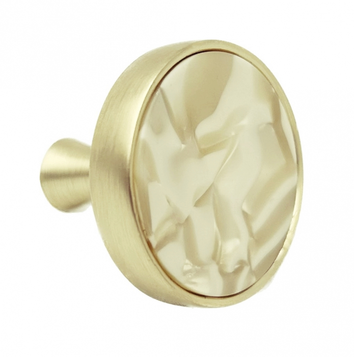 Buton pentru mobila Ines, finisaj alama periata light, cu medalion marmorat, D:30 mm [3]