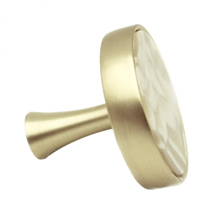 Buton pentru mobila Ines, finisaj alama periata light, cu medalion marmorat, D:30 mm [2]