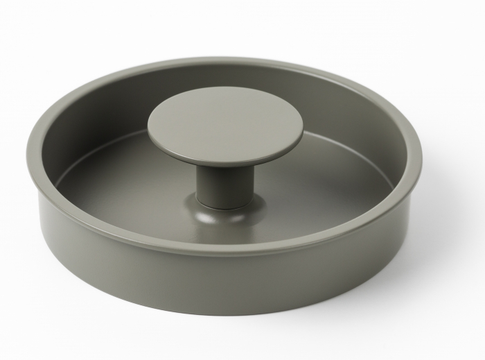 Buton pentru mobila ingropat Dipo, finisaj gri muschi, D 74 mm [4]