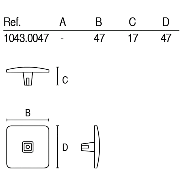 Buton pentru mobila Jose, finisaj nichel satin, 47x47 mm [4]