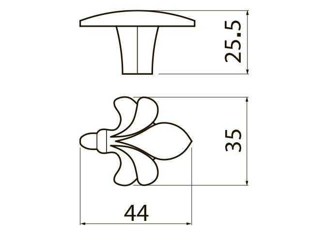 Buton pentru mobila Royal, finisaj alb/auriu lucios GT, 44x25.5 mm [3]