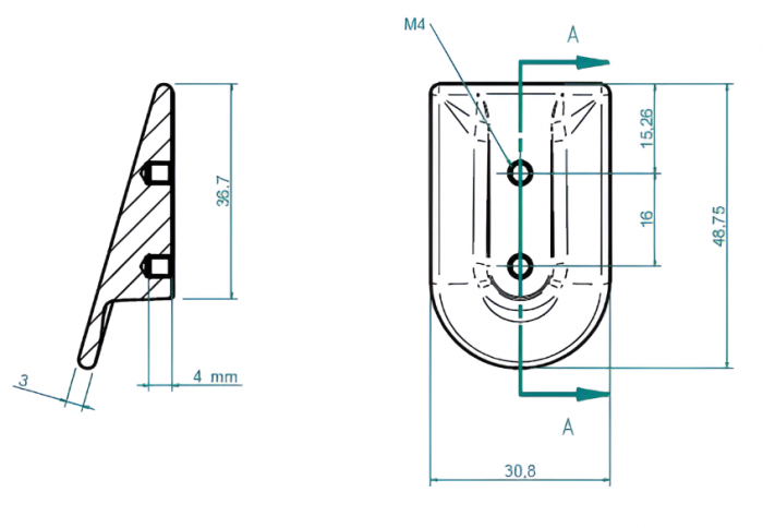 Buton pentru mobila Tana, finisaj nichel satin, 30.8x48.75 mm [5]