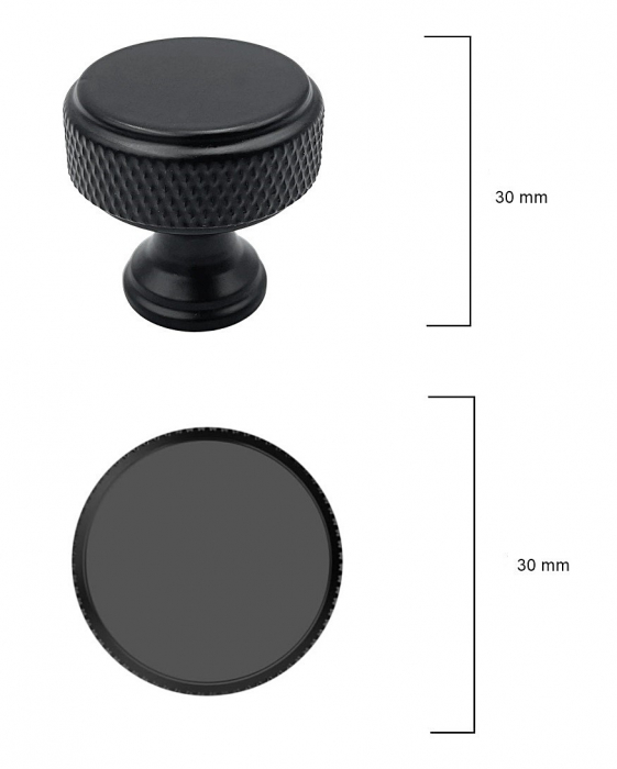 Buton pentru mobila Tang, finisaj negru, D:30 mm [5]