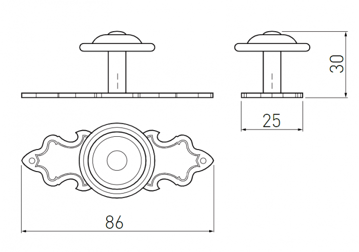 Buton pentru mobila WP-1136, finisaj alama antichizata GT, L:86 mm [4]