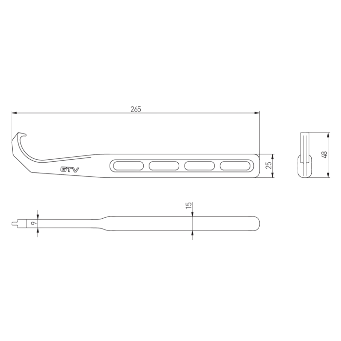 Cheie pentru reglarea picioarelor de mobilă DPA/DPD GTV, albastră, L:265 mm [2]