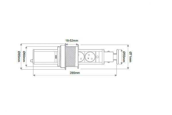 Coloana 3 prize Schuko incorporabila in blat Lift Box, finisaj aluminiu [4]