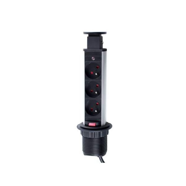Coloana 3 prize Schuko incorporabila in blat Lift Box, finisaj negru [2]