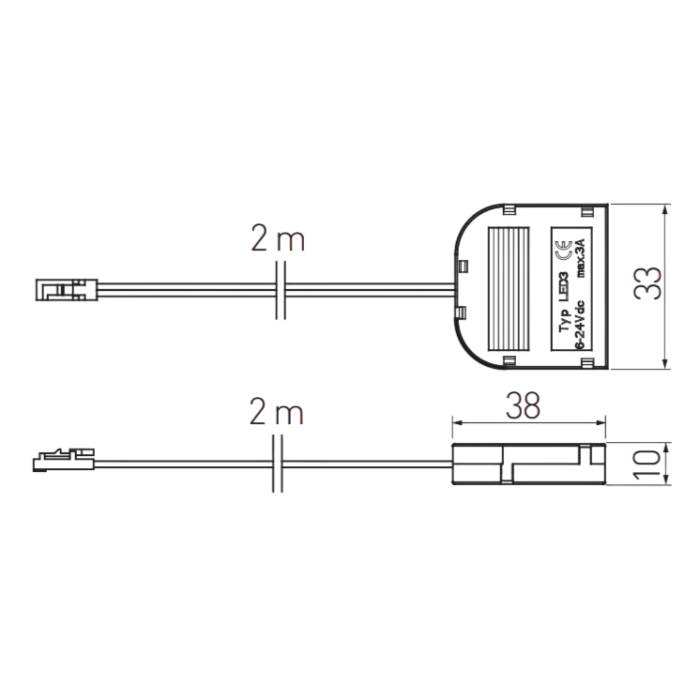 Conector cu distribuitor GTV pentru iluminat LED, 3 prize Mini AMP, cablu 2 m [2]