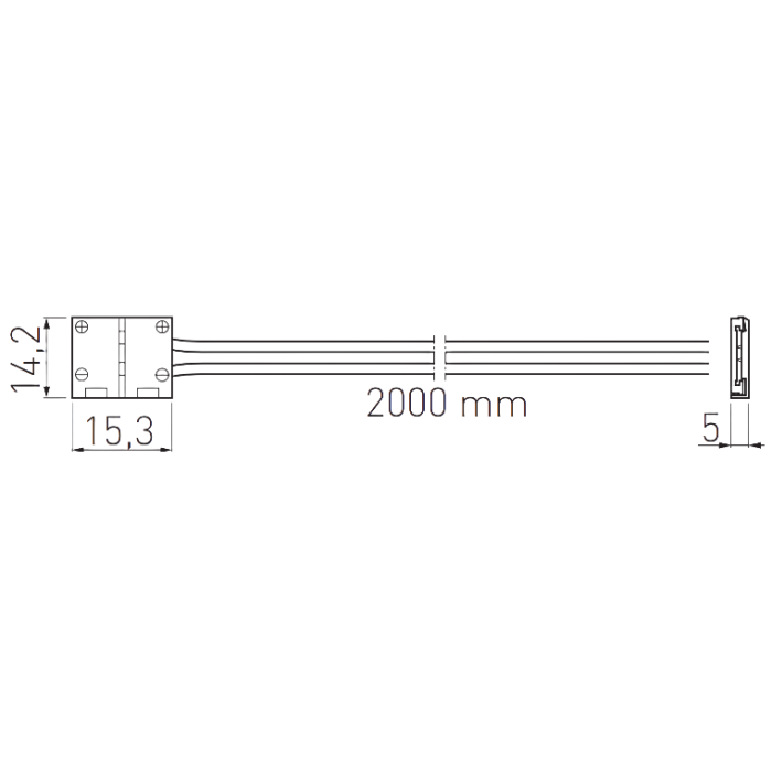 Conector de alimentare GTV pentru bandă LED, 10 mm, cablu 2 m [2]