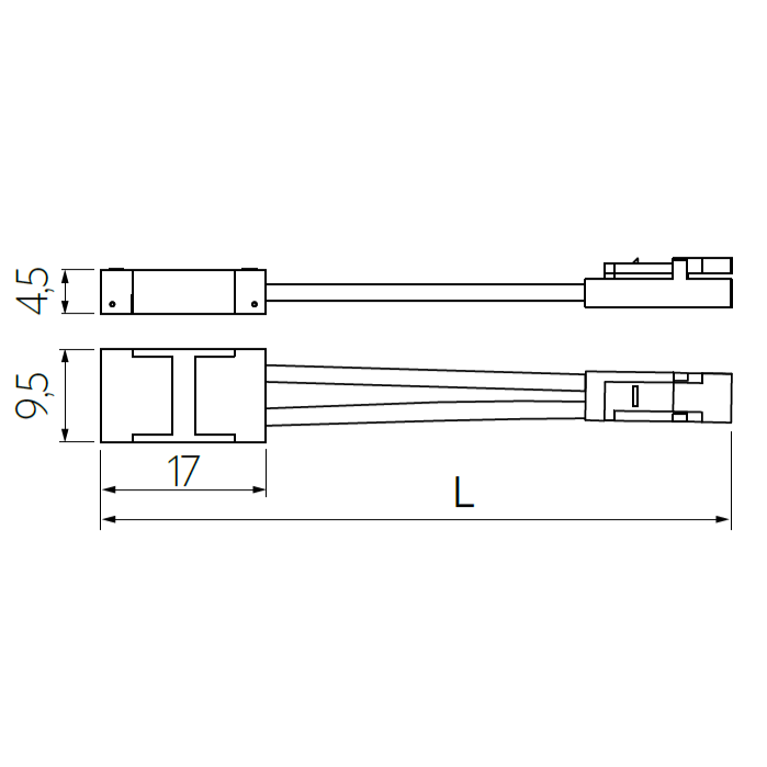 Conector transparent GTV pentru bandă LED COB, Mini AMP tată, cablu 15 cm [2]