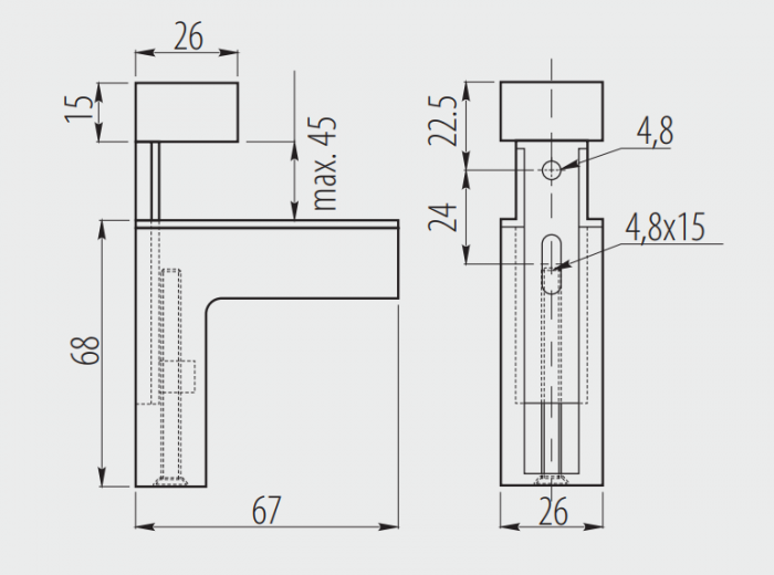 Consola raft polita sticla GS-04, finisaj aluminiu, 67 mm [2]