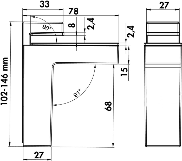 Consola raft polita, finisaj bronz oxidat, 8-58 mm [5]