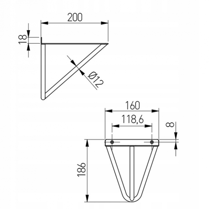 Consola raft Wire, finisaj negru mat, 186x200 mm [5]
