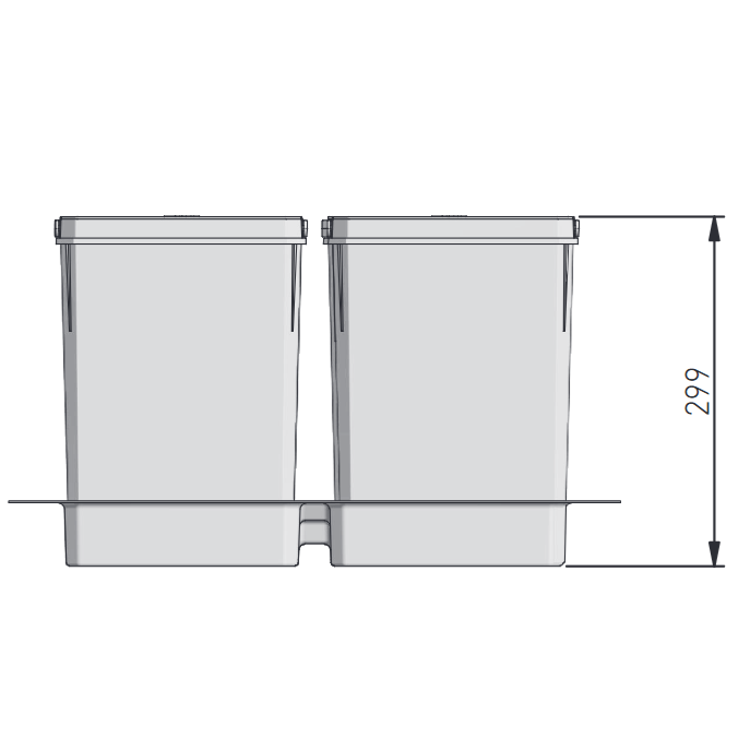 Cos de gunoi Axispace incorporabil in sertar, cu 2 compartimente x 15L si 2 compartimente x 7L, pentru corp de 600 mm [2]