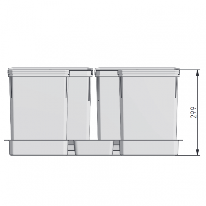 Cos de gunoi Axispace incorporabil in sertar, cu 2 compartimente x 15L si 2 compartimente x 7L, pentru corp de 700 mm [2]