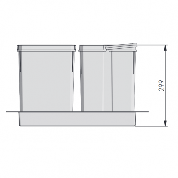 Cos de gunoi Axispace incorporabil in sertar, cu 2 compartimente x 7L si 1 compartiment x 15L, pentru corp de 600 mm [2]