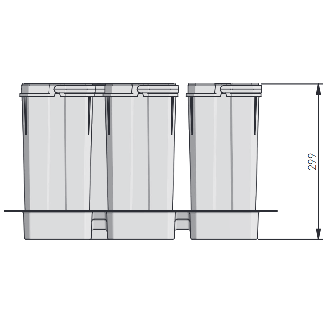 Cos de gunoi Axispace incorporabil in sertar, cu 3 compartimente x 7L si 1 compartiment x 15L, pentru corp de 600 mm [2]