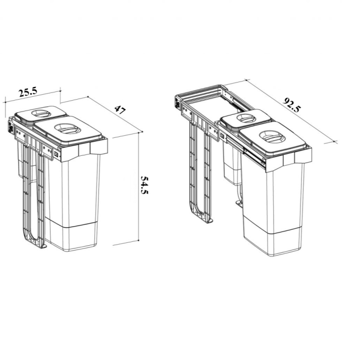 Cos de gunoi Free Jazz 30 incorporabil, colectare selectiva, 1 compartiment x 7 litri si 1x26 litri [2]
