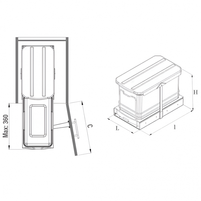 Cos de gunoi glisant S-2573-A, cu un compartiment de 16 litri, antracit [2]