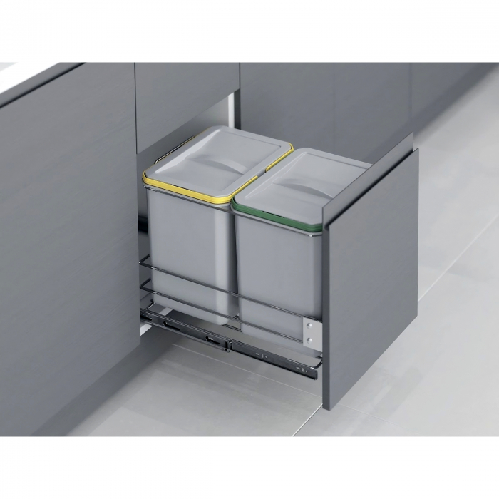 Cos de gunoi glisant S-2582-G, cu 2 compartimente de 16 litri, gri [3]