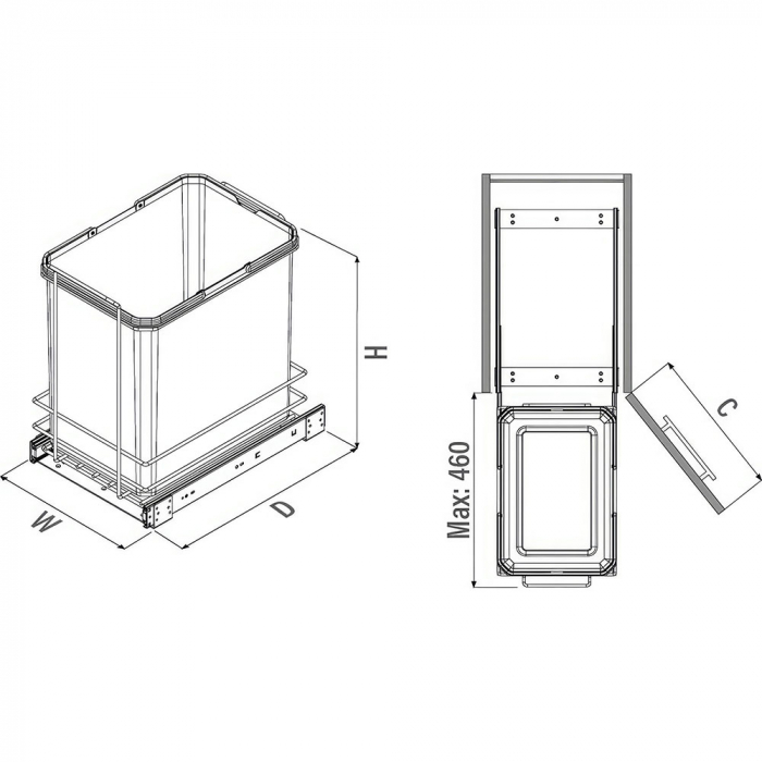 Cos de gunoi glisant S2580, cu un compartiment de 35 litri [4]