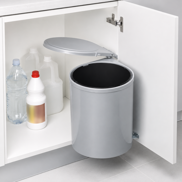 Coș gunoi încorporabil Inoxa, cu extragere automată, pentru corp de 400 mm, gri deschis, 13 l [4]