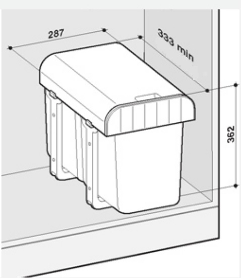 Cos de gunoi incorporabil Aladin Black Bio cu un compartiment x 16 litri [2]