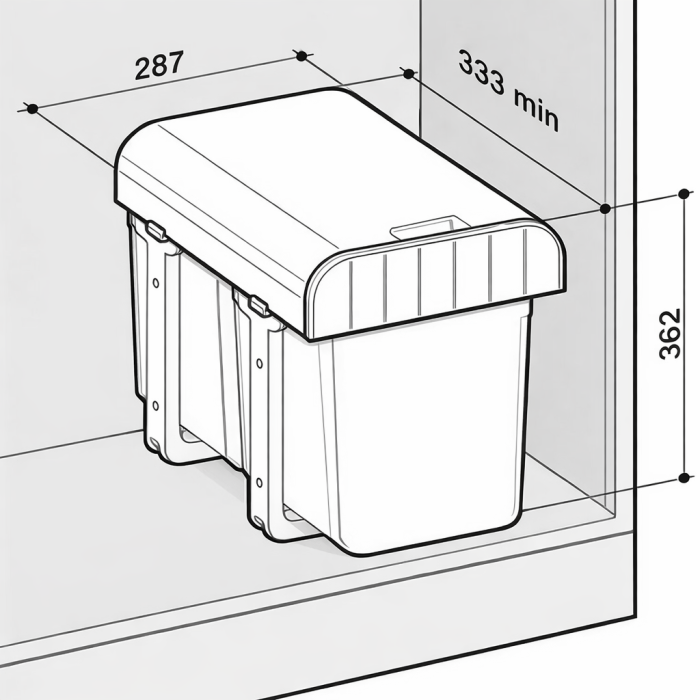 Cos de gunoi incorporabil Aladin Black Bio cu un compartiment x 16 litri [2]