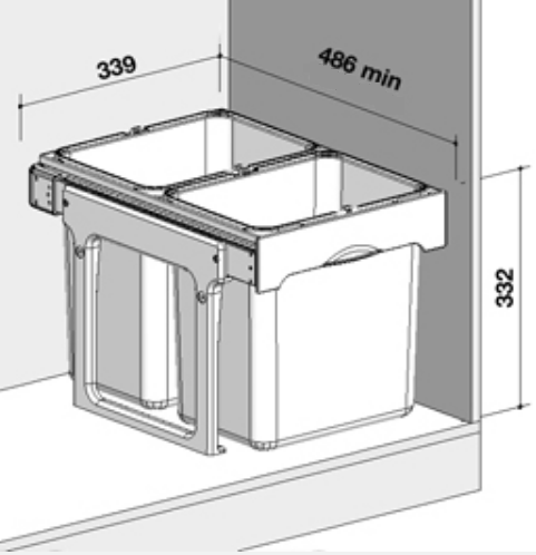 Cos de gunoi incorporabil, colectare selectiva, Ekko Easy cu 2 compartimente x 16 litri [2]