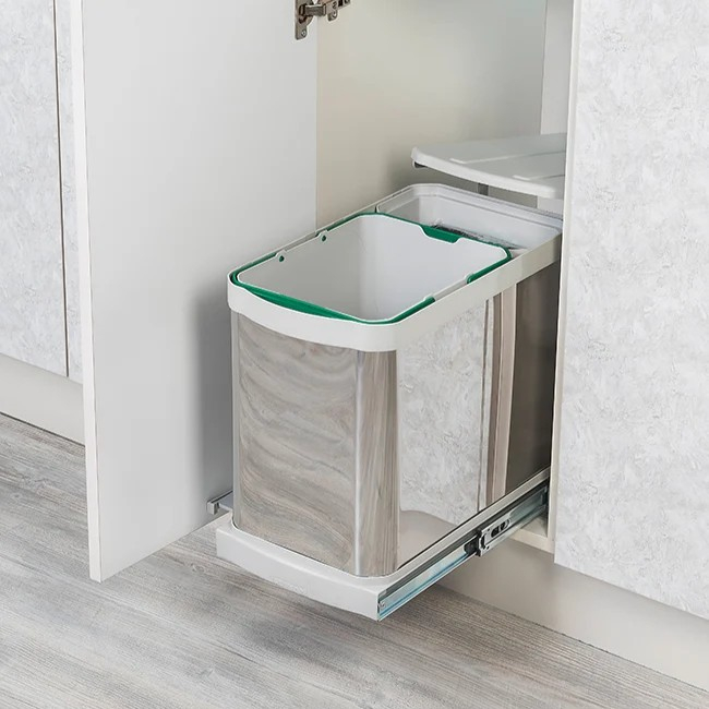 Coș gunoi încorporabil Starax S-2395-G – 16 l + 1 l, crom, cu extragere automată [4]