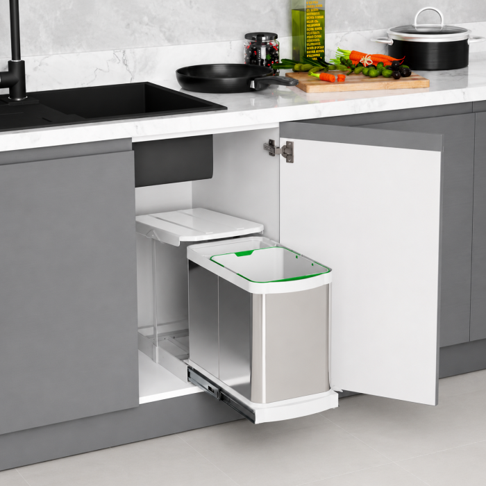 Coș gunoi încorporabil Starax S-2395-G – 16 l + 1 l, crom, cu extragere automată [3]