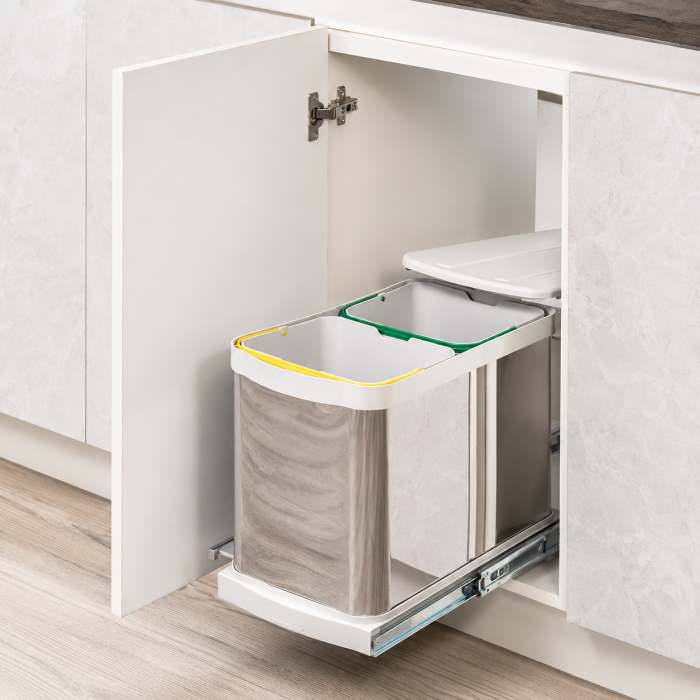 Coș gunoi încorporabil Starax S-2396-G – 2 x 12 l, crom, cu extragere automată [4]