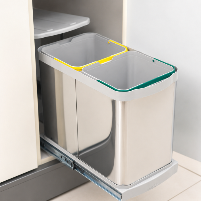 Coș gunoi încorporabil Starax S-2396-G – 2 x 12 l, crom, cu extragere automată [5]