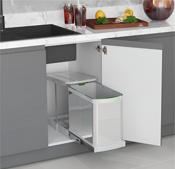 Cos de gunoi incorporabil din otel inoxidabil S2572, cu extragere automata, 24 litri [3]