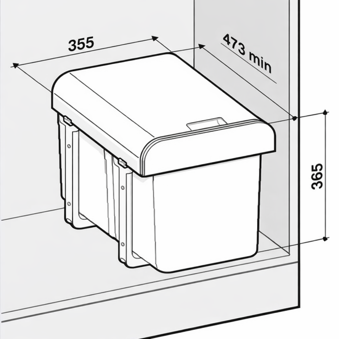 Cos de gunoi incorporabil Ekko, colectare selectiva, cu 1 compartiment x 16 litri si 2 x 8 litri [2]