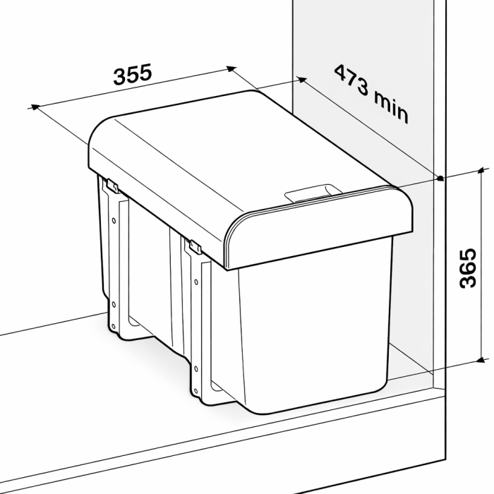 Cos de gunoi incorporabil Ekko cu 1 compartiment x 34 litri [3]