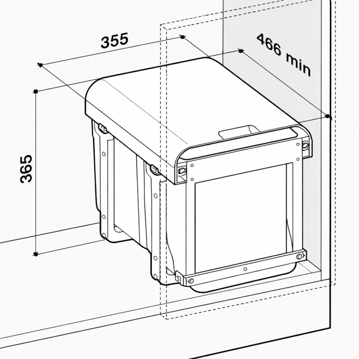 Cos de gunoi incorporabil Ekko Front, colectare selectiva, cu 2 compartimente x 16 litri [2]