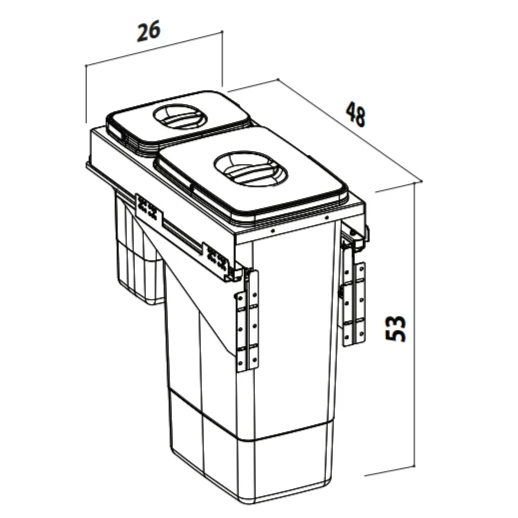 Cos de gunoi incorporabil Front 30, colectare selectiva, cu un compartiment de 26 litri si un compartiment de 7 litri [2]