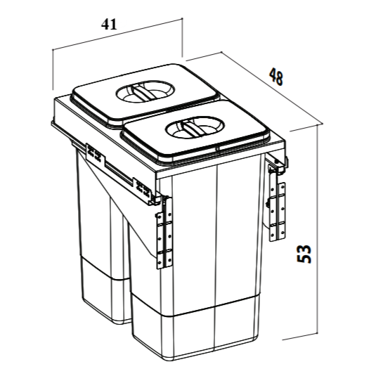 Cos de gunoi incorporabil Front 45, colectare selectiva, cu doua compartimente x 26 litri [5]