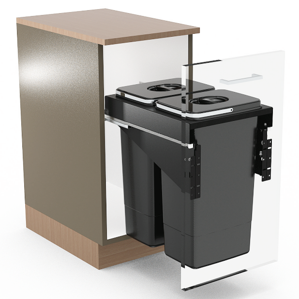 Cos de gunoi incorporabil Front 45 cu doua compartimente x 26 litri [3]