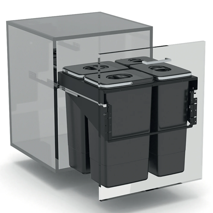 Cos de gunoi incorporabil Front 60, colectare selectiva, cu trei compartimente x 26 litri si un compartiment x 7 litri [3]