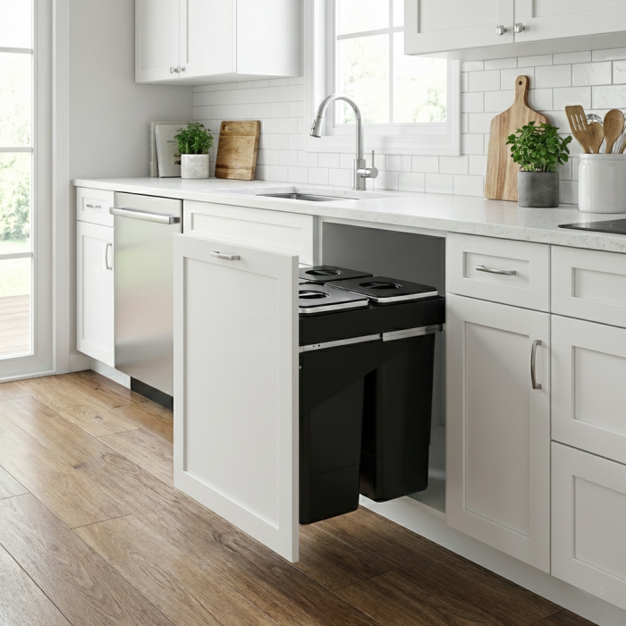 Cos de gunoi incorporabil Front 60, colectare selectiva, cu trei compartimente x 26 litri si un compartiment x 7 litri [4]