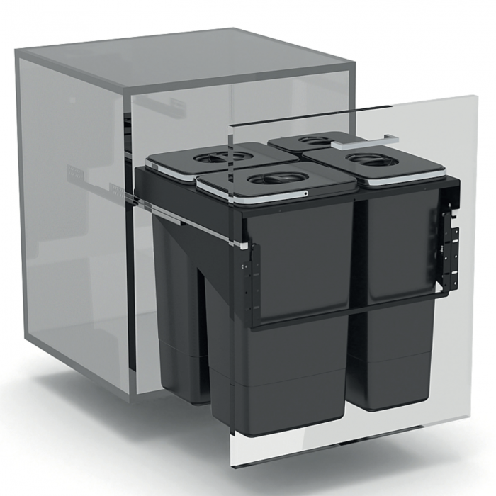 Cos de gunoi incorporabil Front 60 cu trei compartimente x 26 litri si un compartiment x 7 litri [2]