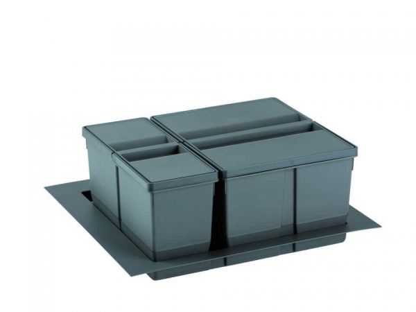 Cos de gunoi gri orion incorporabil in sertar, cu 2 recipiente, pentru corp de 600 mm latime [1]